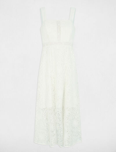 A-line midi lace dress white women