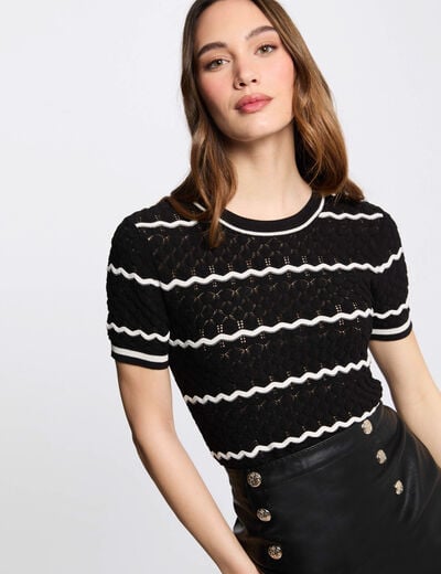 Stripped jumper short-sleeves black women
