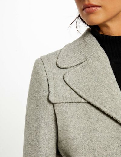 Belted waisted coat light grey ladies'