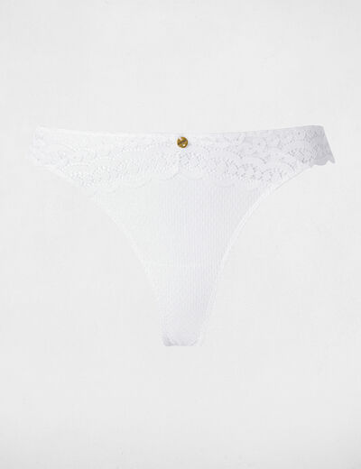 Low-rise lace thong white women