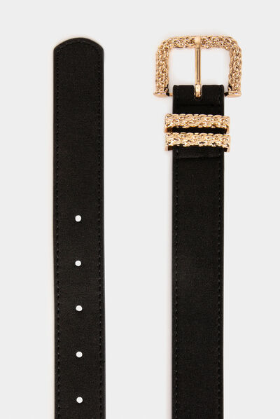 Belt with twin keepers black ladies'
