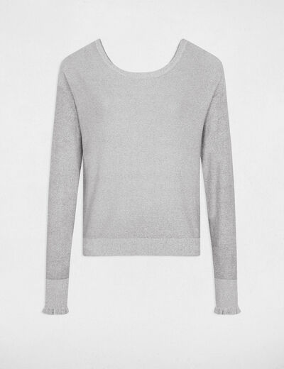 Long-sleeved jumper with buttons silver ladies'