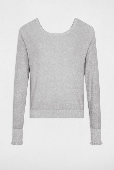Long-sleeved jumper with buttons silver ladies'