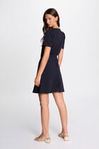 Robe courte cintrée drapée marine femme