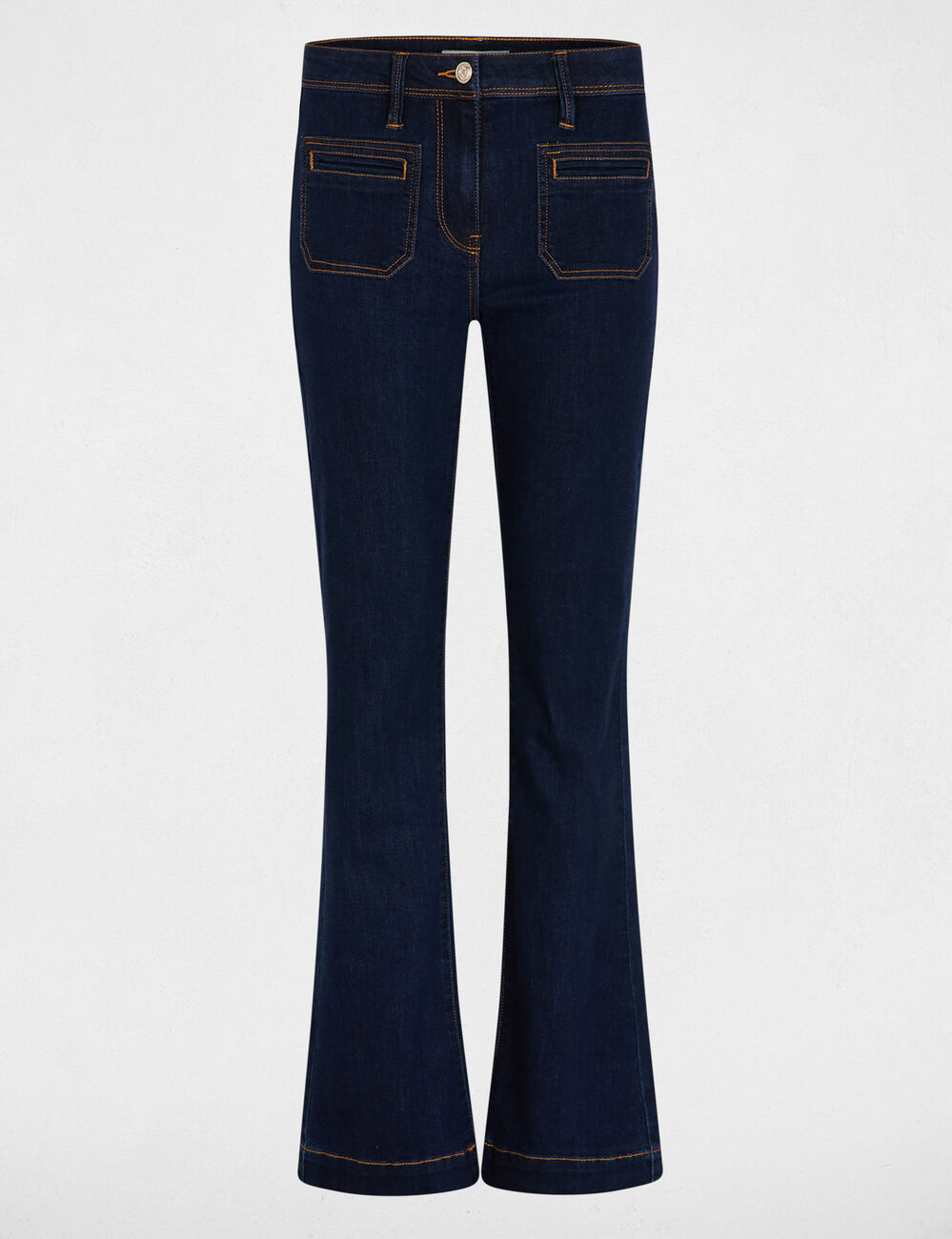High-waisted bootcut jeans raw denim women