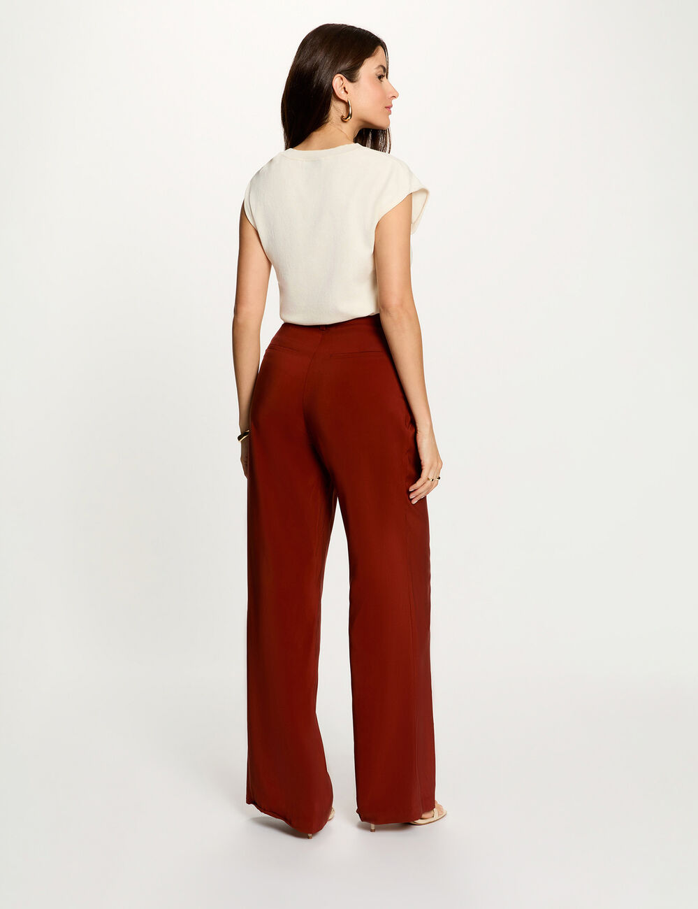 Sleeveless asymmetric top ivory women