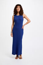 Robe tricot longue ajustée bleu electrique femme