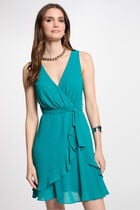 Wrap midi dress turquoise blue women