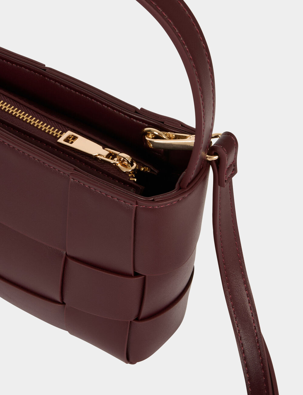Woven faux leather bag bordeaux women