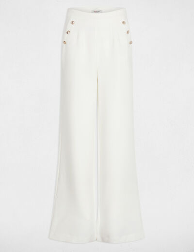 Wide leg trousers with buttons white women