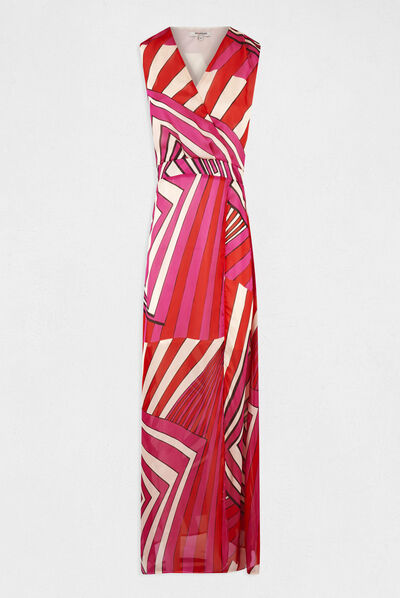 Maxi waisted dress geometric print multico ladies'