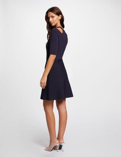 Fitted mini knitted dress navy ladies'