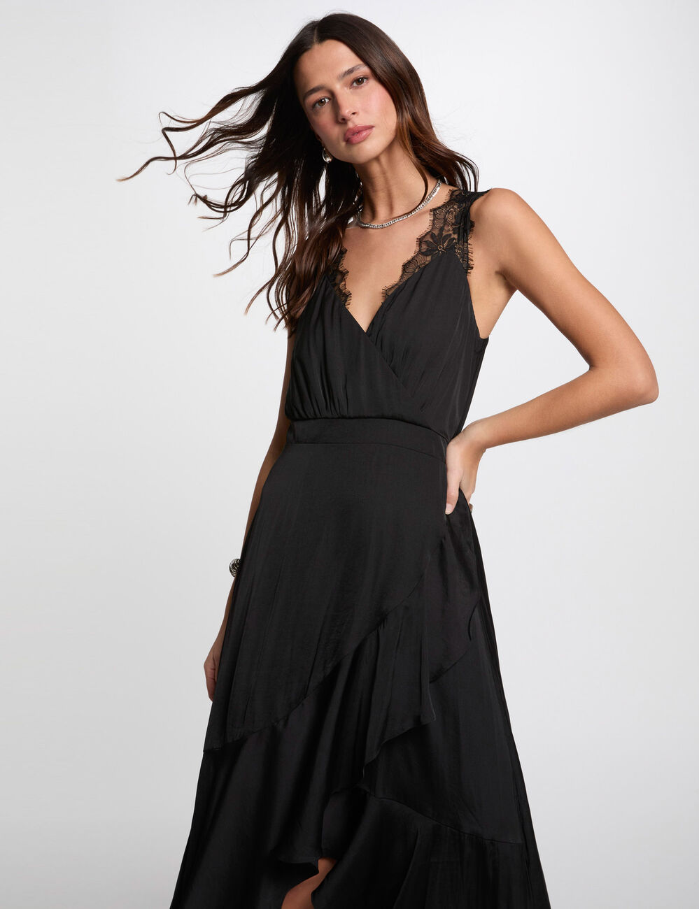 Maxi loose straight dress black women