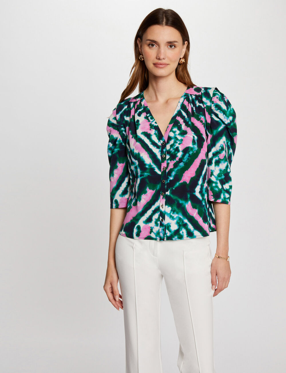 3/4-length sleeved shirt multicolored women