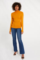 Long-sleeved jumper turtleneck mustard women