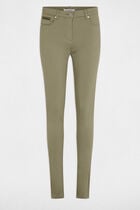 Pantalon slim taille standard vert kaki femme
