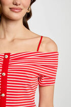 Striped short-sleeved t-shirt red women