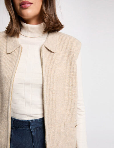 Sleeveless cardigan cream women