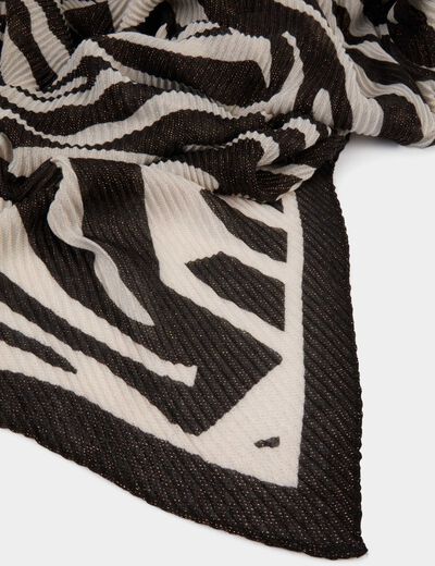 Pleated printed scarf ivory women