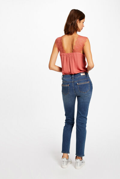 Blouse with wide straps in lace rust ladies'
