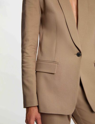 Short jacket shawl collar taupe women