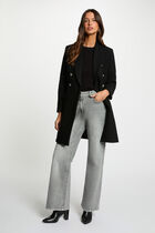 fitted coat with tailored collar black women Fitted coat with tailored collar black women