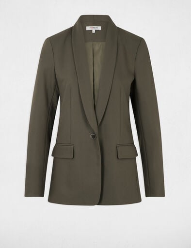 Veste courte col châle vert kaki femme