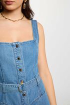 Midi dress with square neckline denim stone women