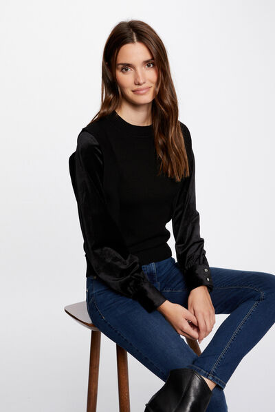 Long-sleeved jumper with high collar black ladies'