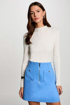 Jupe courte zippée bleu femme