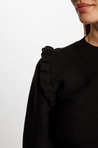 Pull manches longues volants noir femme