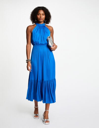 Maxi loose A-line dress electric blue women