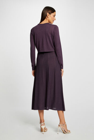 Long-sleeved cardigan with open collar plum ladies'