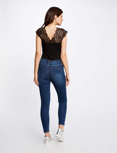 Short-sleeved t-shirt with lace black ladies'