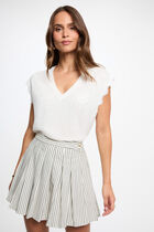 Pleated short skirt ivory women