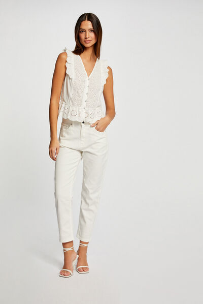Straight trousers white ladies'