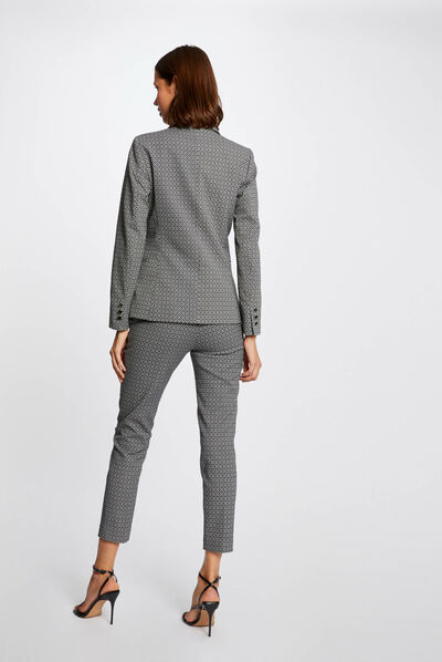 Straight jacket with geometric print navy ladies'