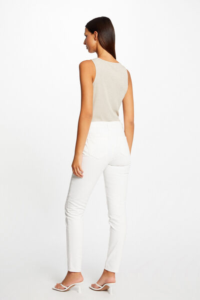 Vest top with opening on shoulder ivory ladies'