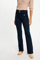 High-waisted bootcut jeans raw denim women