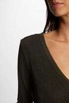 3/4-length sleeved t-shirt dark green women
