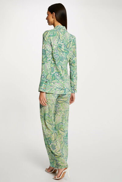 Loose waisted jacket paisley print multico ladies'