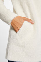 Long cardigan with fluffy knit ivory women