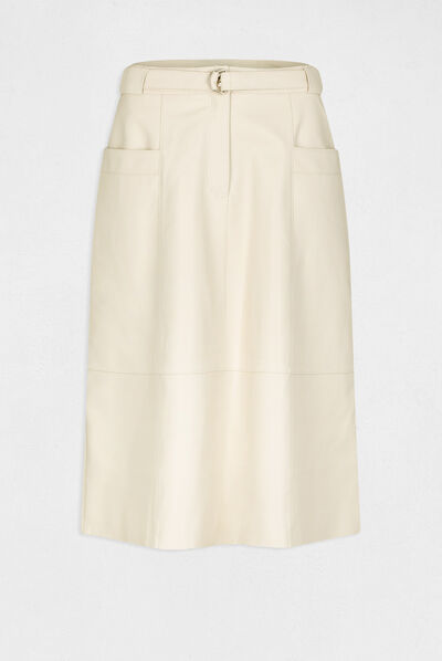 Straight belted skirt ivory ladies'