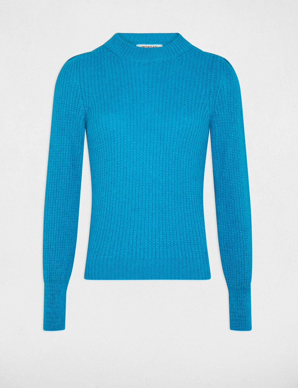 Long-sleeved jumper with high collar blue women