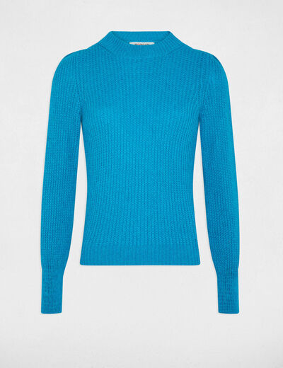 Long-sleeved jumper with high collar blue ladies'