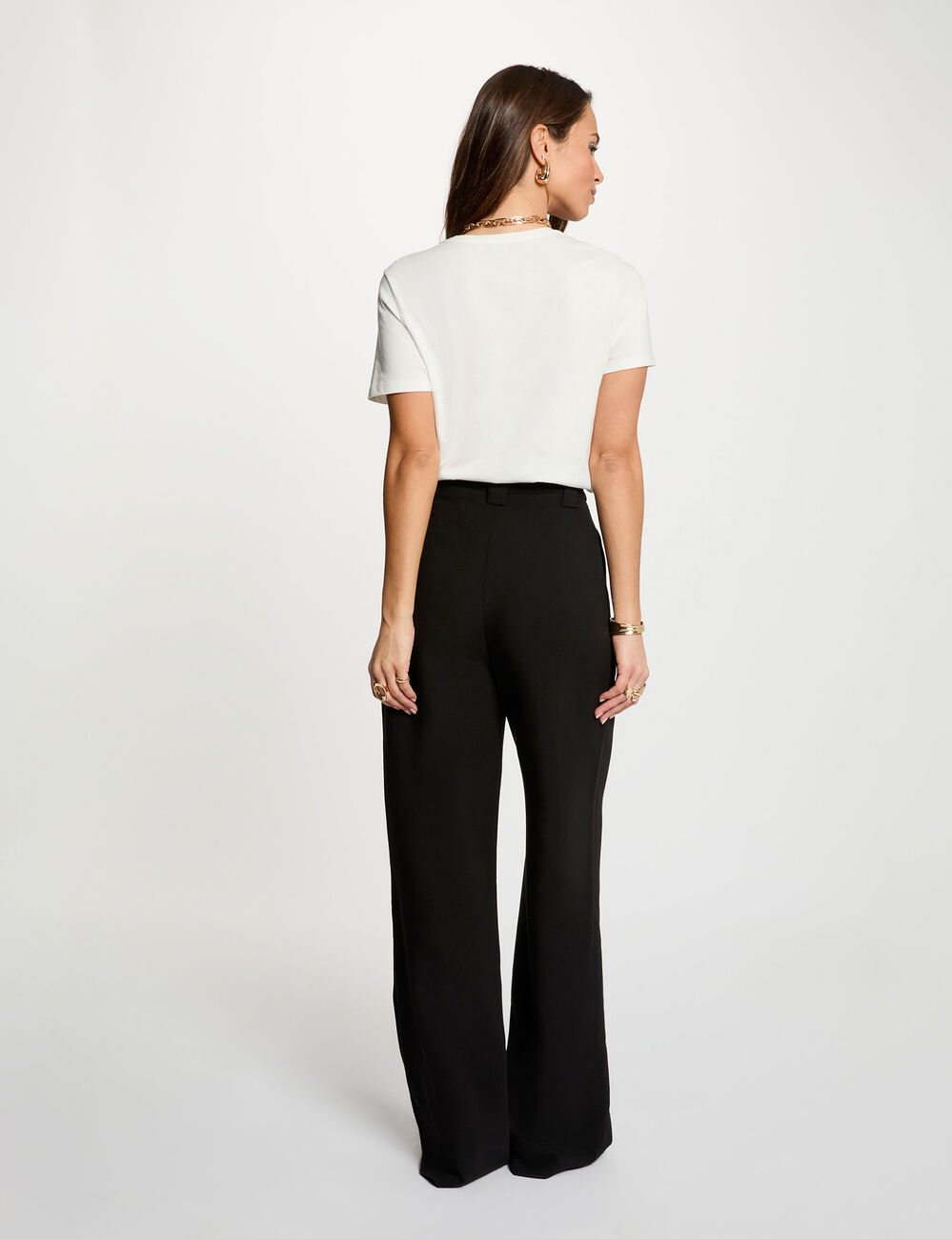 High-waisted wide-leg trousers black women