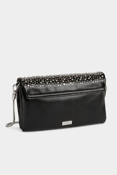 Handbag with studs black ladies'