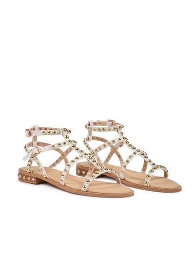 Flat sandals with studs white women