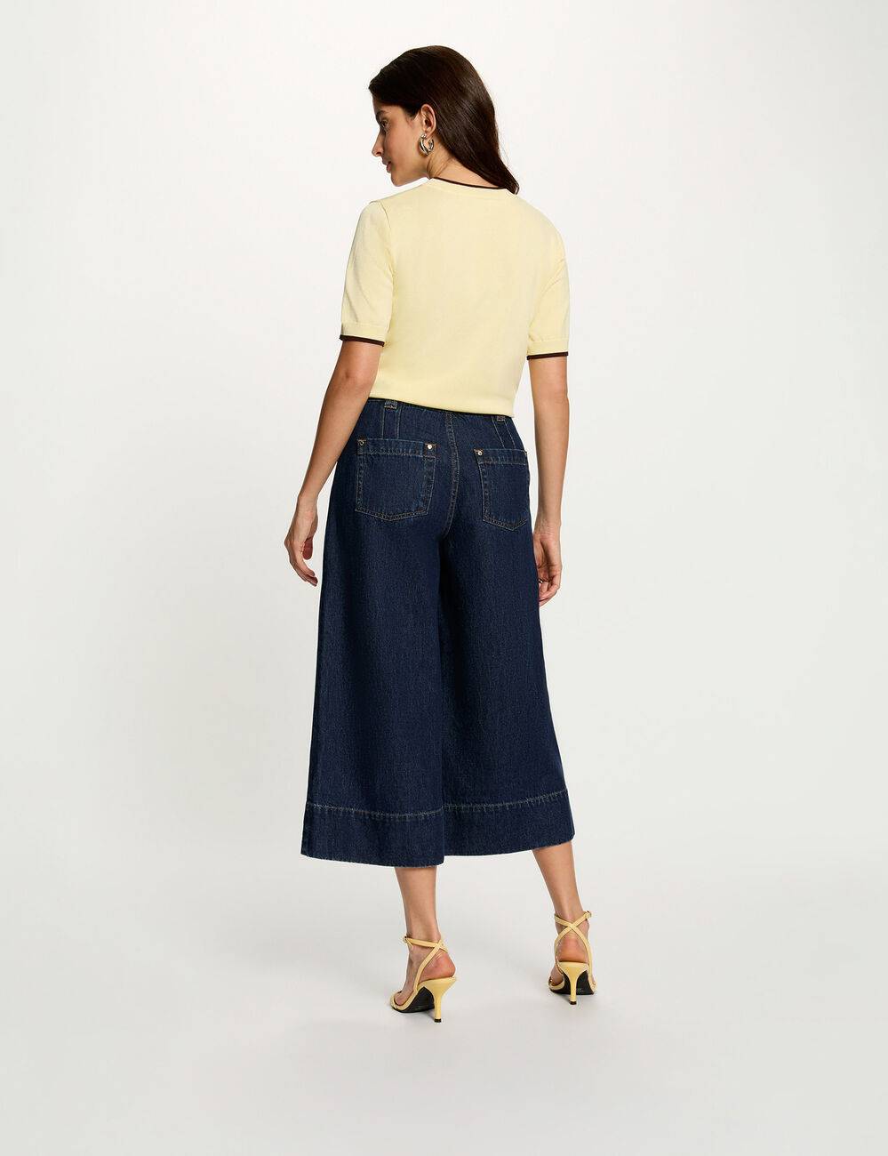 Short-sleeve sweater pastel yellow women