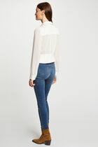 Long-sleeved shirt with pleats ivory women